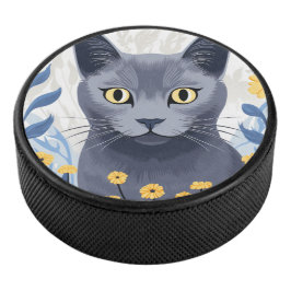 Gato Azul Russo Flores Amarelas