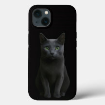 Gato Azul Russo iPhone 13 Preto 4 Luxo