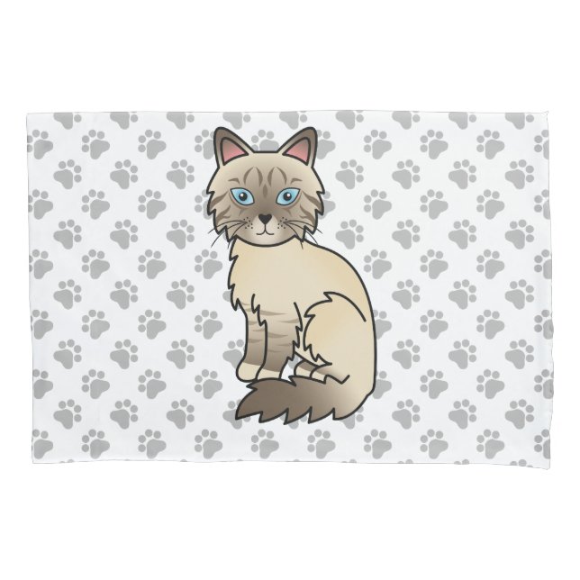 Gato Birman/Ragdoll Chocolate Point Tabby & Patas (Frente)
