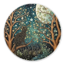 Gato boho céu noturno estrelado floresta