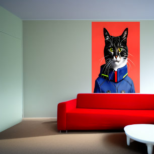 Gato-bombeiro adorável   AI Art Poster