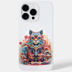 Gato Bonito com flores e recorte de papel 3D