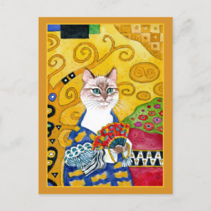 Gato bonito do ouro de Gustavo Klimt com o cartão