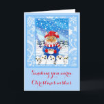 Gato bonito e cartão nevado do inverno do Natal<br><div class="desc">Você pode personalizar o cumprimento no cobrir,  ou adicione sua própria mensagem dentro deste cartão se você gostaria.  Outros produtos com esta imagem estão igualmente disponíveis em minha loja de Zazzle.</div>