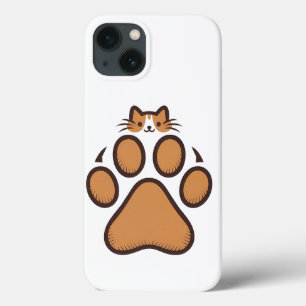 Gato Bonito Escondendo em Impressão de Pata - Ilus