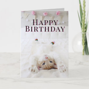 Gato Bonito No Cartão De Saudação De Aniversário D