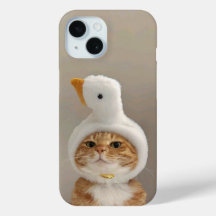 Gato Bonito no Caso do iPhone 15 do Duck Hat