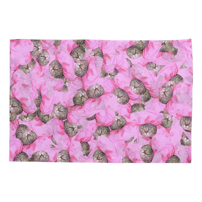Gato Bonito num Padrão de Boné Rosa Aleatório (Verso)