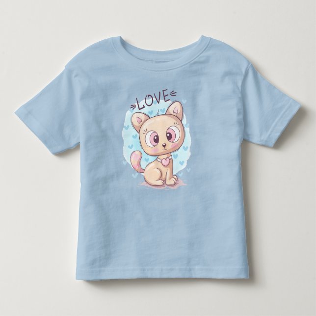 Gato Bonito Para Crianças, T-Shirt (Frente)