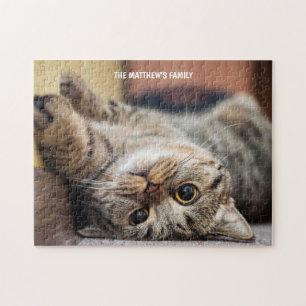 Gato bonito personalizado quebra-cabeça de quebra