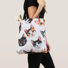 Gato Bonito Rosto, Padrão Tote Bag Na moda e Duráv