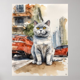 Gato Borrão Britânico - Impressão de Arte Gato