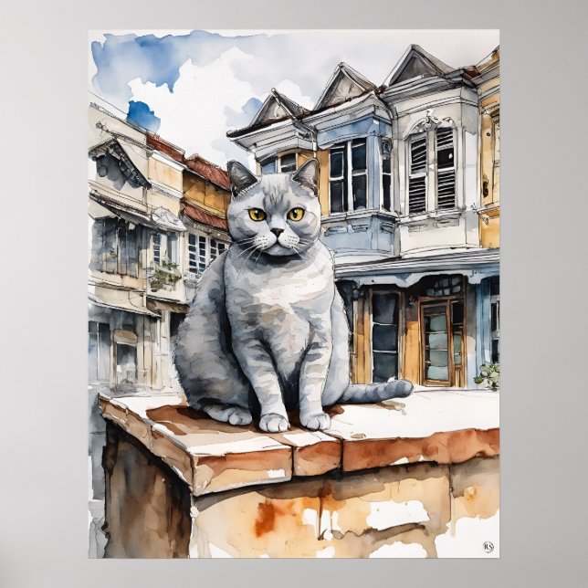 Gato Borrão Britânico - Impressão de Arte Gato (Frente)