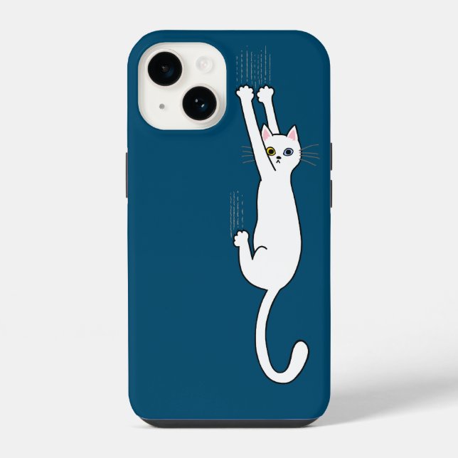 Gato Branco Agarrado Com Unhas Engraçado (Verso)