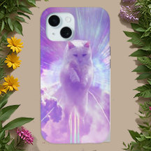 Gato Branco Celestial - Arte Sonhosa e Vibrante