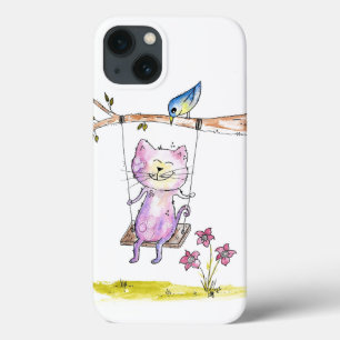 Gato Branco Cinto-Rosa em Swing