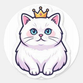 Gato Branco Com Adesivo de Coroa Gato Princesa Fof