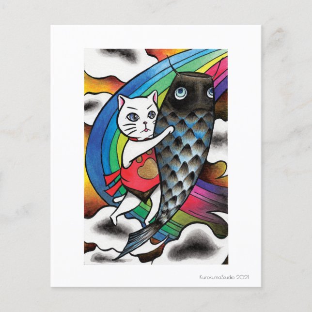 Gato Branco com Carpa (Frente)