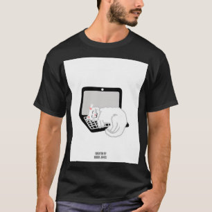 Gato Branco Dormindo na Camisa Negra Laptop Mascul
