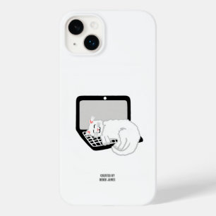 Gato Branco Dormindo no Laptop Apple iPhone 14 Plu