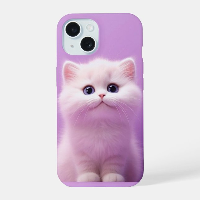 Gato Branco Fofo Sentado  (Verso)