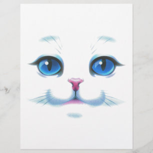 Gato Branco Gelado Olhos Azuis Face