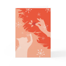 Gato Branco & Holly, melancia, cartão de Natal