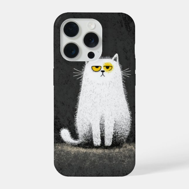 Gato Branco Mal-humorado – Divertida Arte Minimali (Verso)