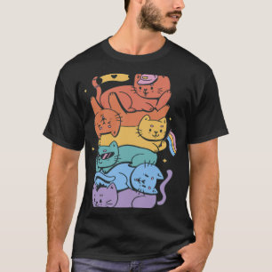 gato Camisetas curtas casuais orgulho Arco-íris