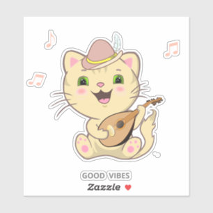 Gato Caramelo Gatinho Malhado Musical Fofo Adesivo