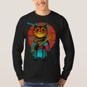 Gato com camiseta katana