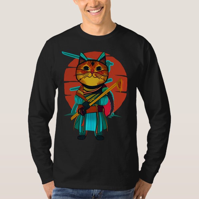 Gato com camiseta katana (Frente)