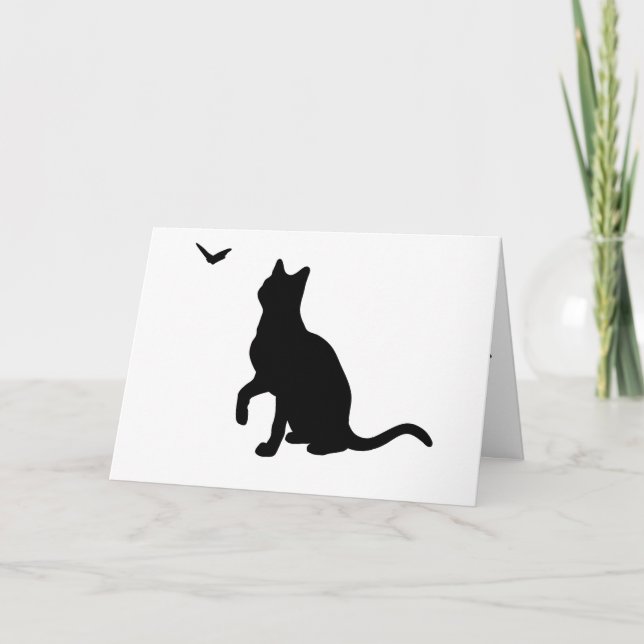 Gato com Cartão de Saudação de Borboleta- Vazio (Frente)