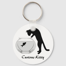 Gato com Chaveiro de Bowl de Peixe