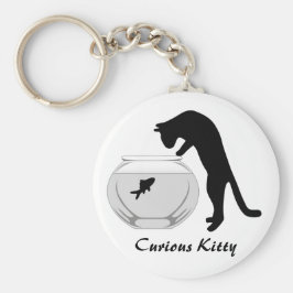 Gato com Chaveiro de Bowl de Peixe