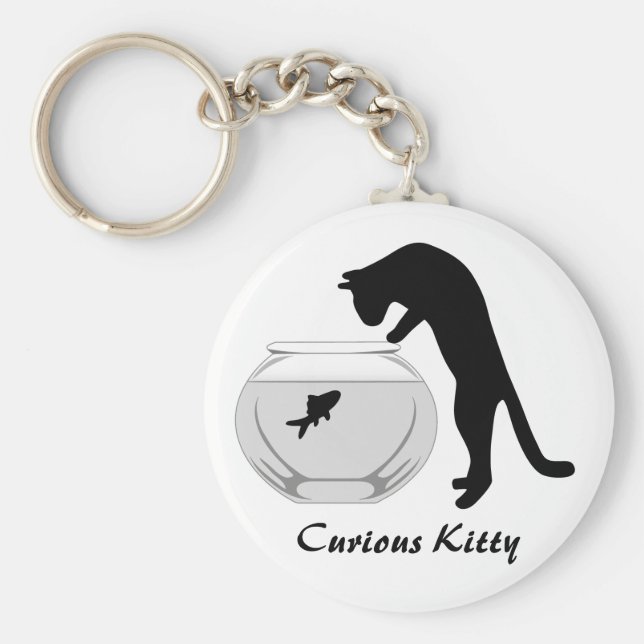 Gato com Chaveiro de Bowl de Peixe (Frente)