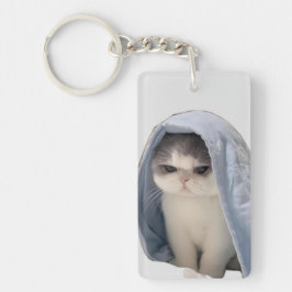 Gato com chaveiro de cobertor
