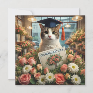 Gato com flor com cartão de Parabéns