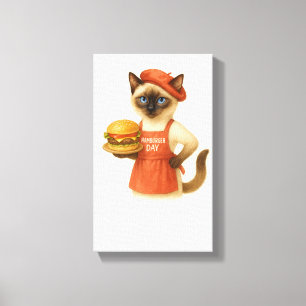 Gato com hambúrguer para decoração de cozinha