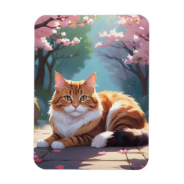 Gato com íman de árvore Sakura