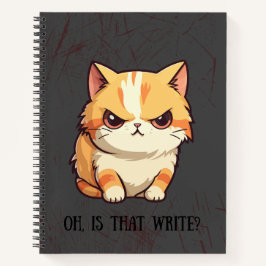 Gato com notebook de Diário Attitude Pun