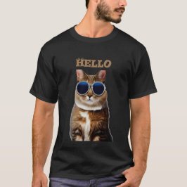 Gato com óculos escuros, olá, T-Shirt