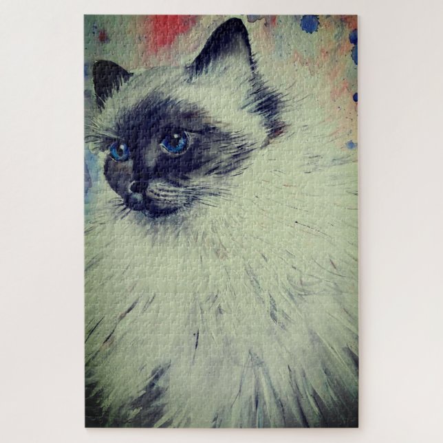 Gato Com Olhos Azuis, Quebra-cabeça De Vestido Eu  (Vertical)