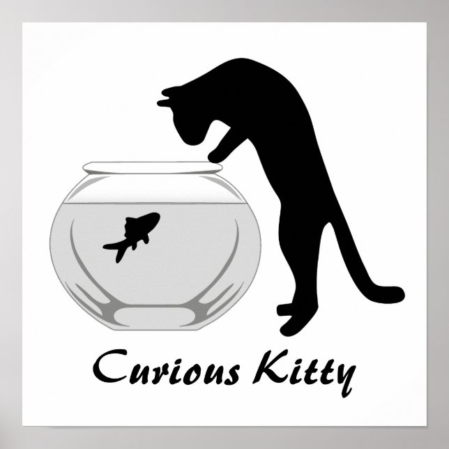 Gato com Poster de Bowl de Peixe (Frente)