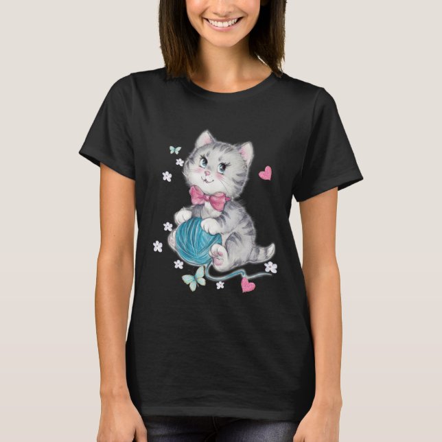 Gato com T-Shirt da Bola de Lã | Presente De Sobre (Frente)