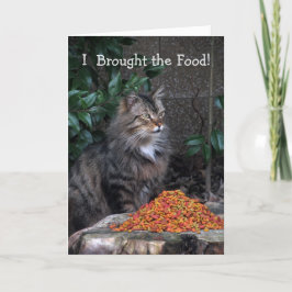 Gato com um Cartão de Aniversário de Coração Grata
