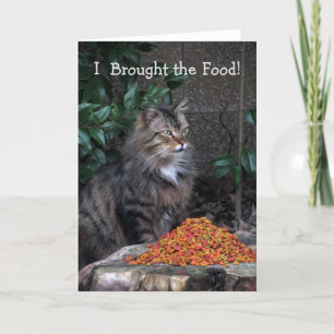 Gato com um Cartão de Aniversário de Coração Grata