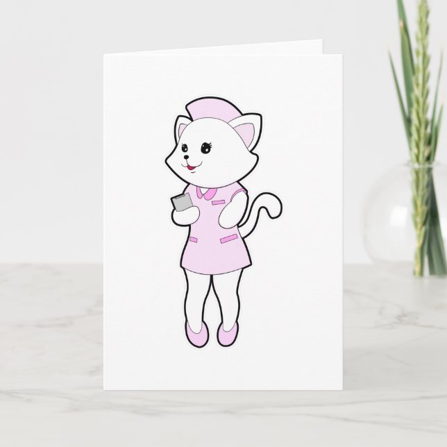 Gato como Enfermeira com Bloco de Notas (Frente)