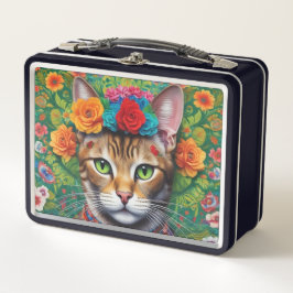 Gato Cortado Estilo Mexicano Lunchbox de Metal