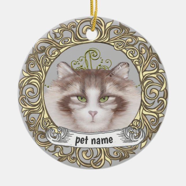 Gato da Floresta Norueguesa  Enfeite de Memória Af (Frente)
